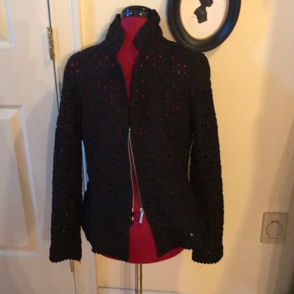Nic and Zoe NWT black metallic knit lace jacket size M - Picture 5 of 7
